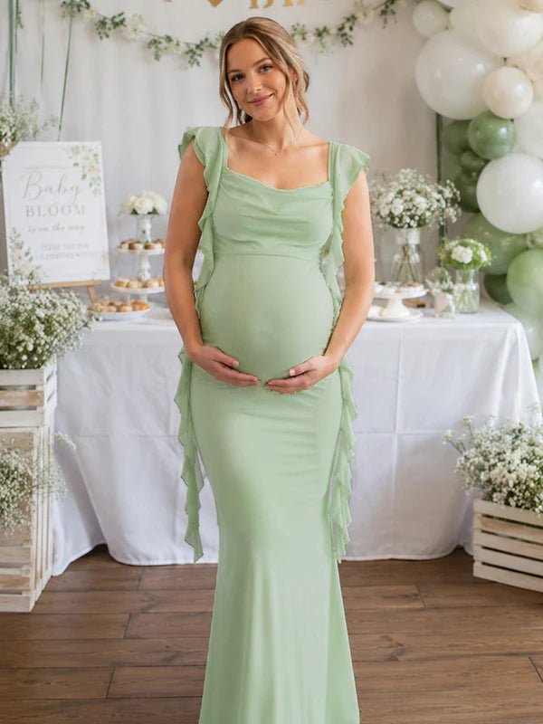 Piper | Ruffle Trim Maternity Maxi Dress