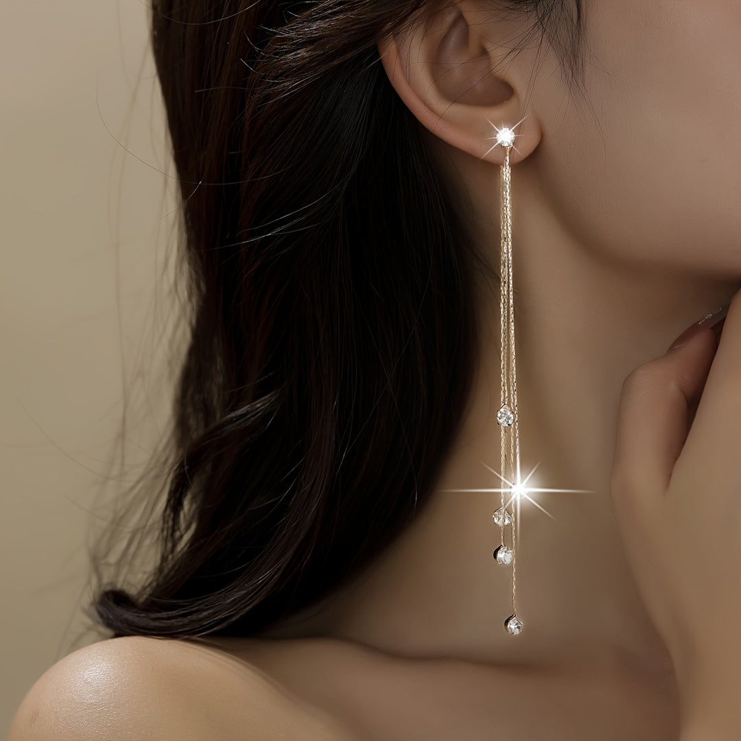 Mirabelle | Rhinestone Split Tassel Earrings