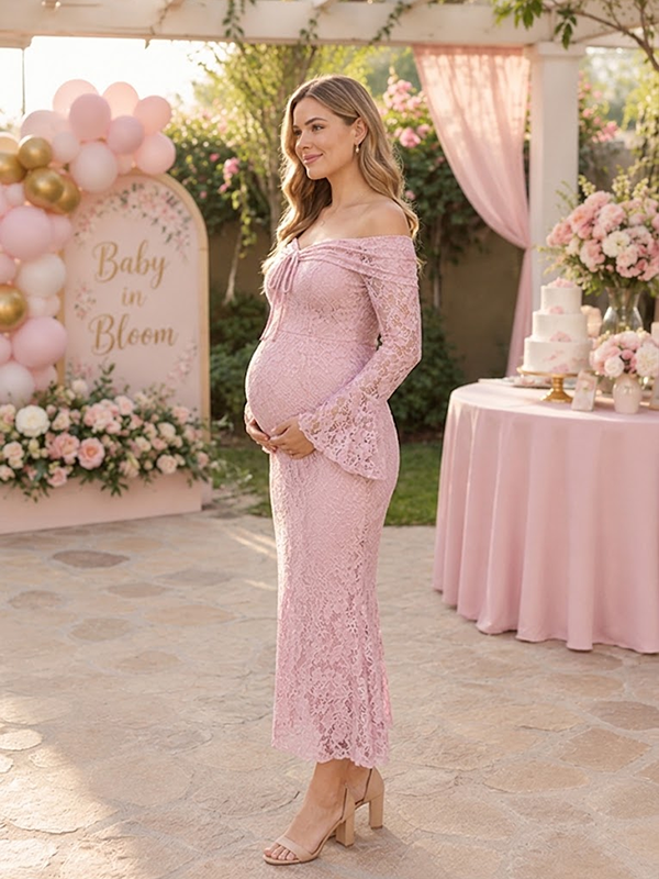 Kylie | Off-Shoulder Lace Maternity Dress