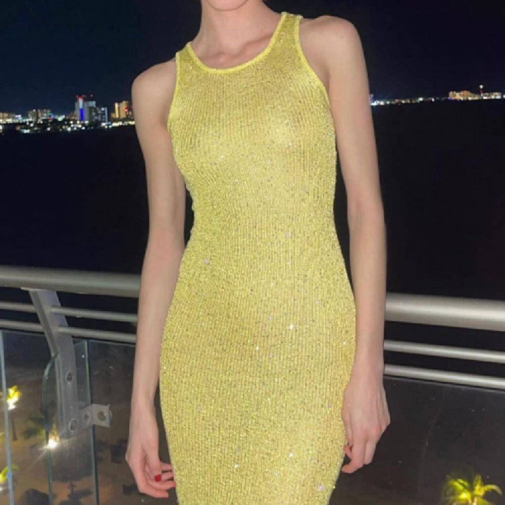 Novalie | Sequin Ribbed Knit Maxi Dress