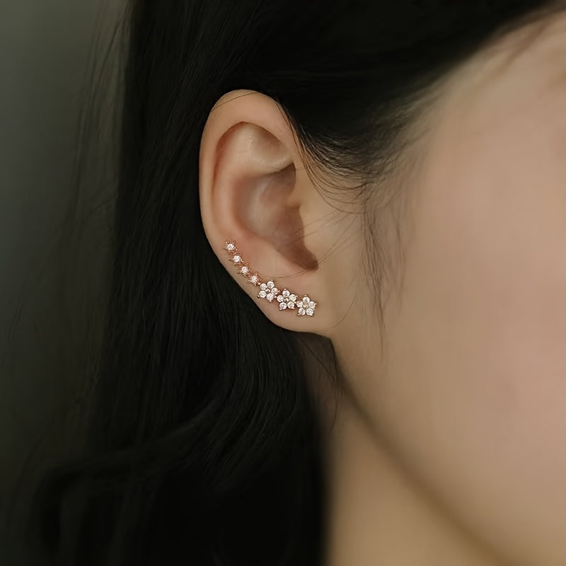 Fleurine | Rhinestone Flower Ear Climbers