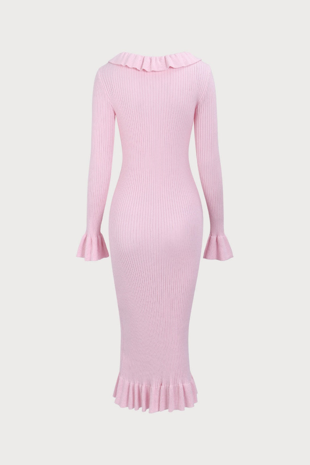 Rosalie | U-Neck Ruffle Midi Knit Dress