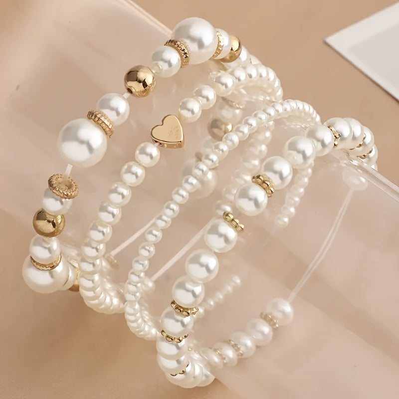 Gisela | Pearl Beaded Elastic Bracelet Set