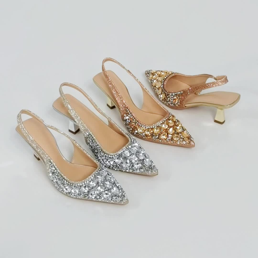 Lucinda | Crystal Slingback Heels
