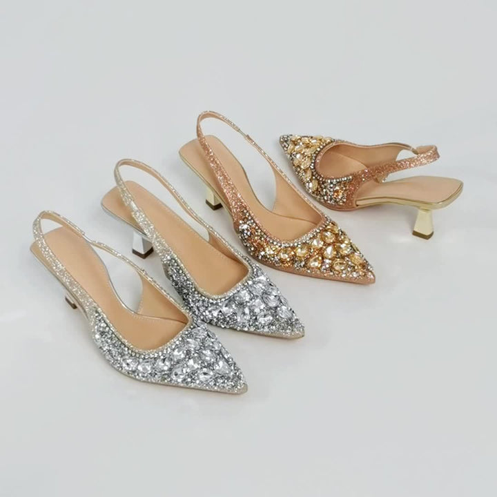 Lucinda | Crystal Slingback Heels
