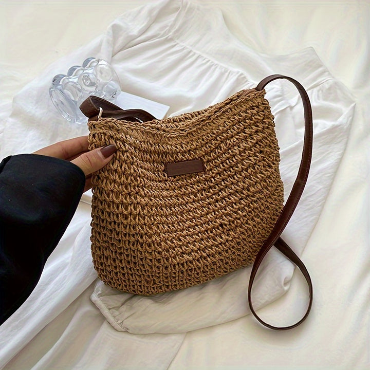Noemia | Handwoven Straw Hobo Crossbody Bag