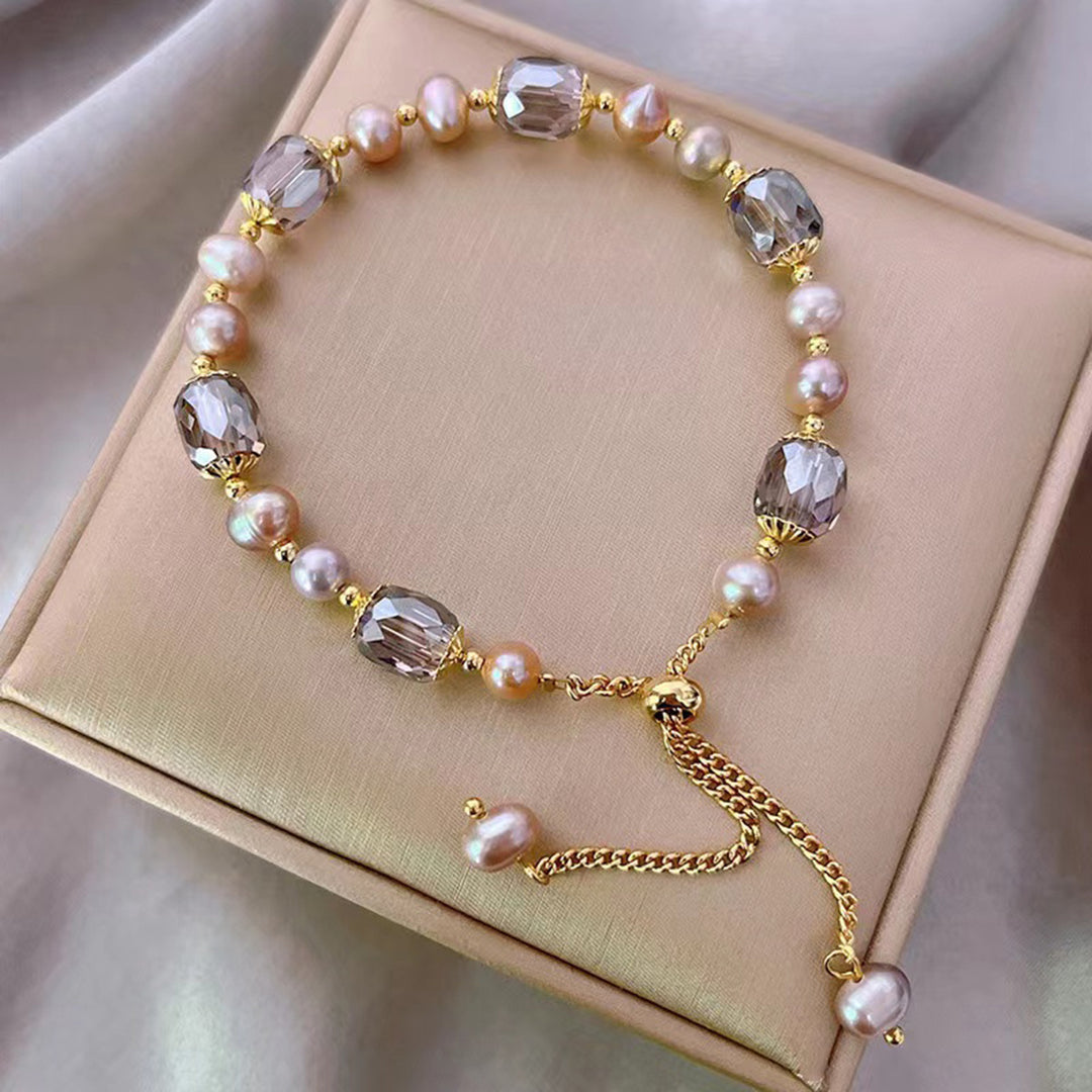 Elysie | Vintage Faux Pearl &amp; Crystal Bead Bracelet