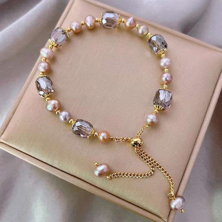 Elysie | Vintage Faux Pearl &amp; Crystal Bead Bracelet