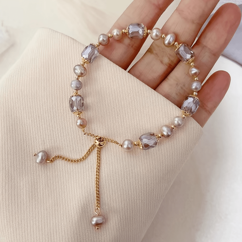 Elysie | Vintage Faux Pearl &amp; Crystal Bead Bracelet