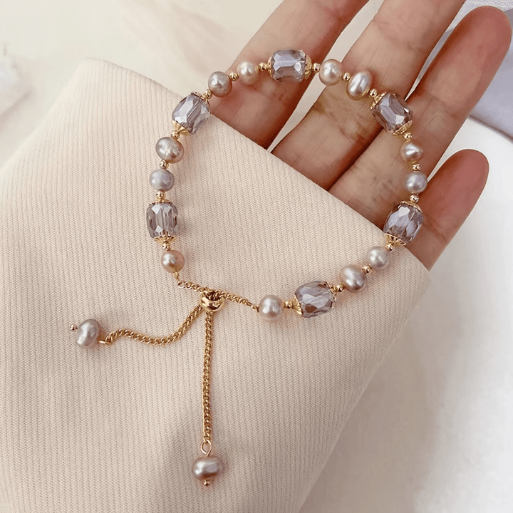 Elysie | Vintage Faux Pearl &amp; Crystal Bead Bracelet