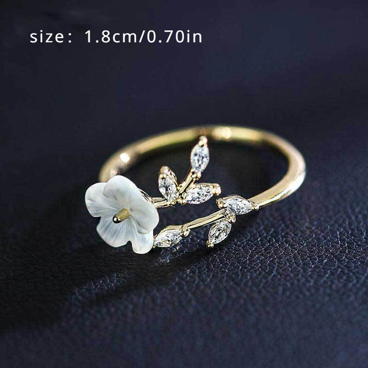 Flora | Floral Leaf Open Adjustable Ring
