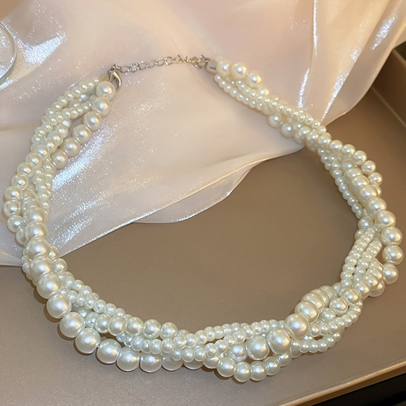 Viviane | Multi-Strand Twisted Faux Pearl Choker