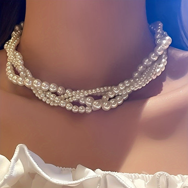 Viviane | Multi-Strand Twisted Faux Pearl Choker