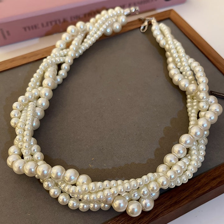 Viviane | Multi-Strand Twisted Faux Pearl Choker