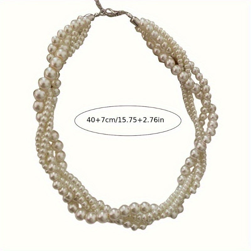 Viviane | Multi-Strand Twisted Faux Pearl Choker