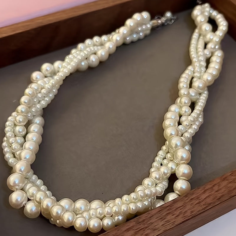 Viviane | Multi-Strand Twisted Faux Pearl Choker