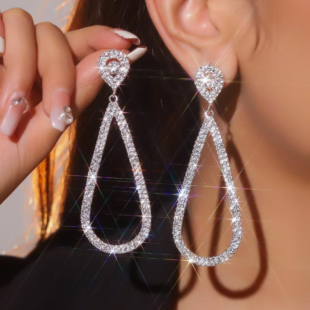 Evadne | Rhinestone Open Teardrop Earrings