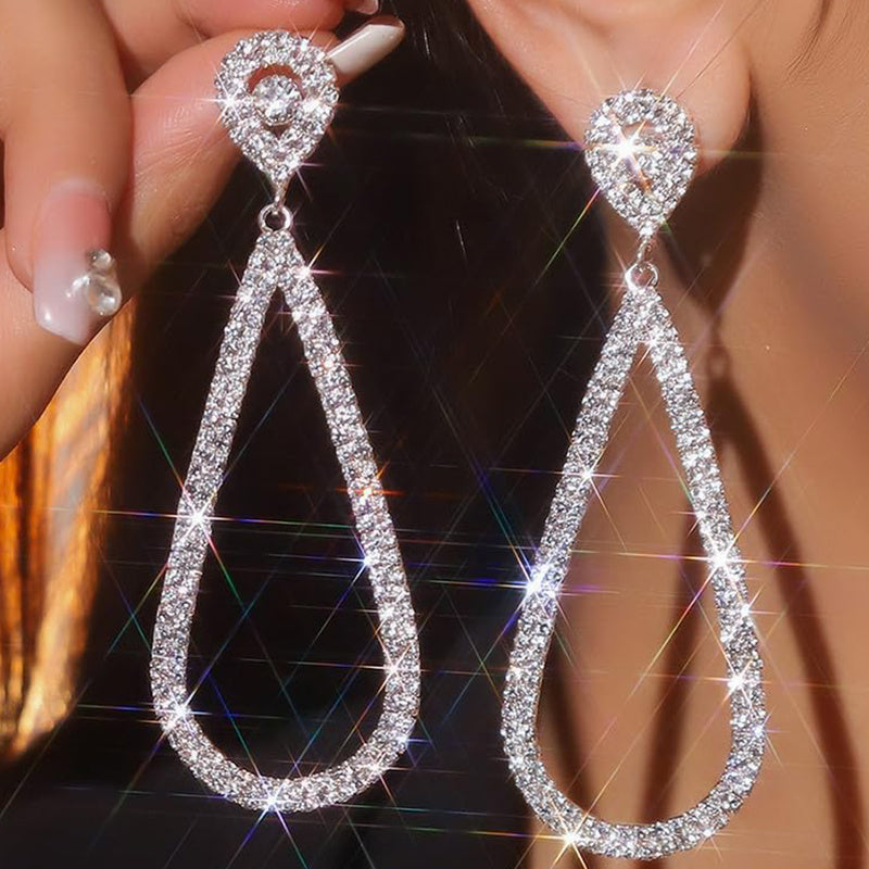 Evadne | Rhinestone Open Teardrop Earrings