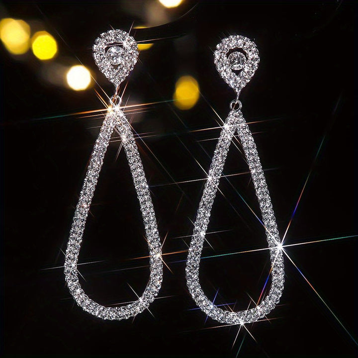 Evadne | Rhinestone Open Teardrop Earrings