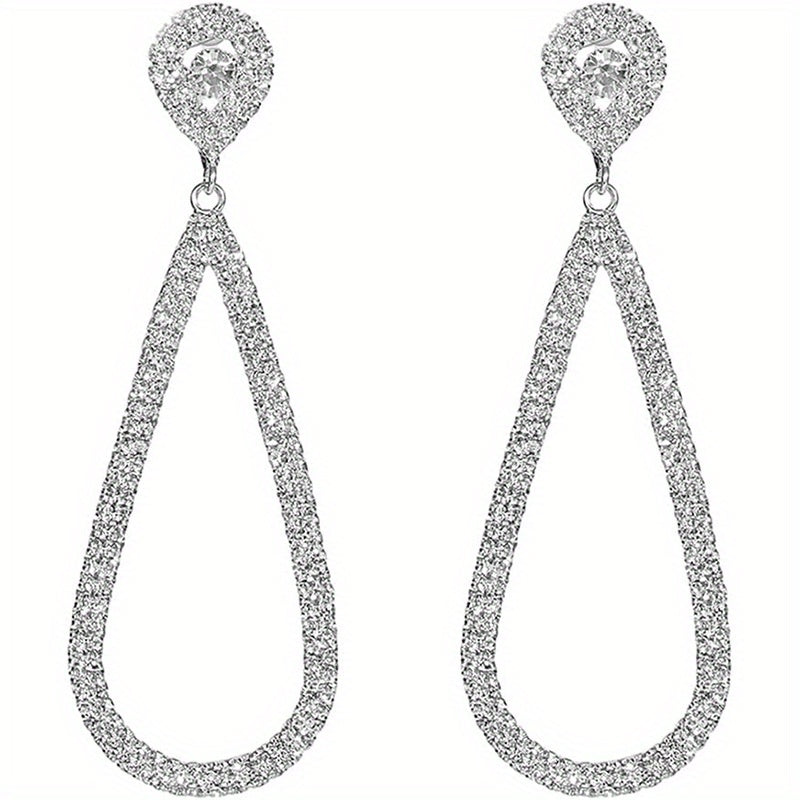 Evadne | Rhinestone Open Teardrop Earrings