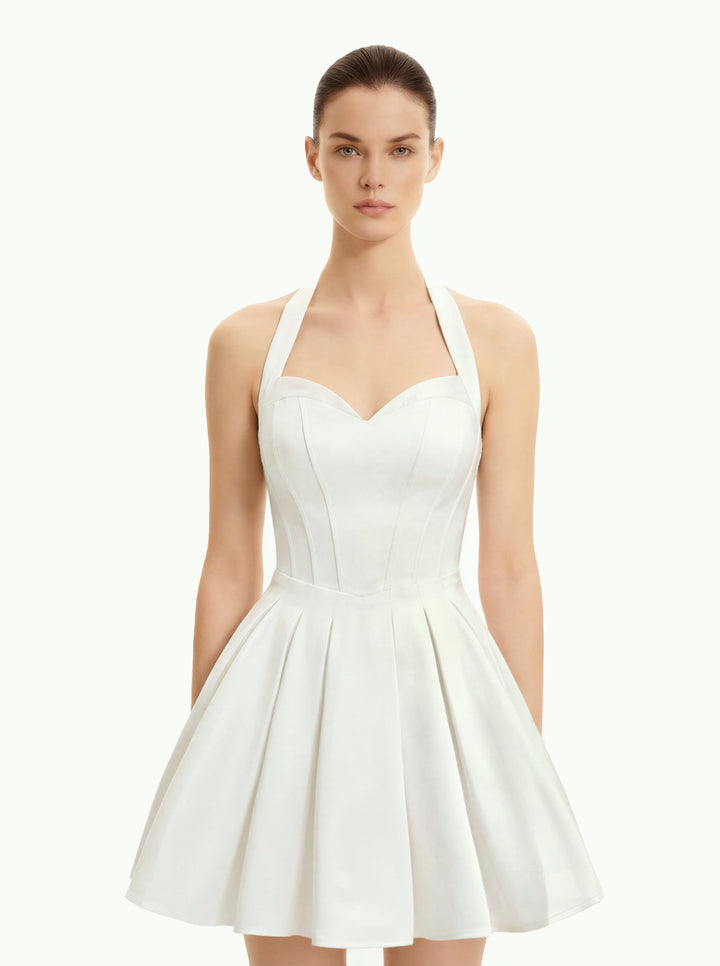 Isabella | Pleated Bustier Halter Mini Dress