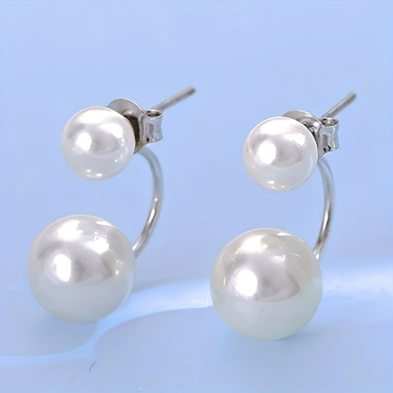 Hastia | Double-Sided Faux Pearl Front-Back Stud Earrings