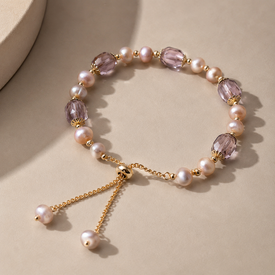 Elena | Crystal and Tinted Pearl Bracelet - view 3 - Maeve The Label