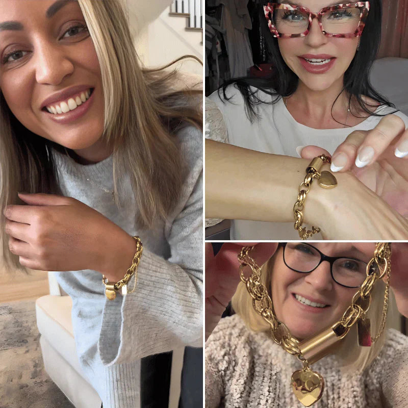 Danica | Gold Heart Charm Chain Bracelet