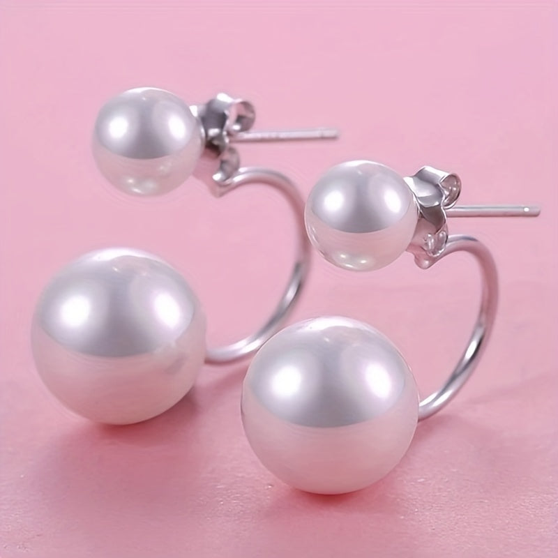 Hastia | Double-Sided Faux Pearl Front-Back Stud Earrings