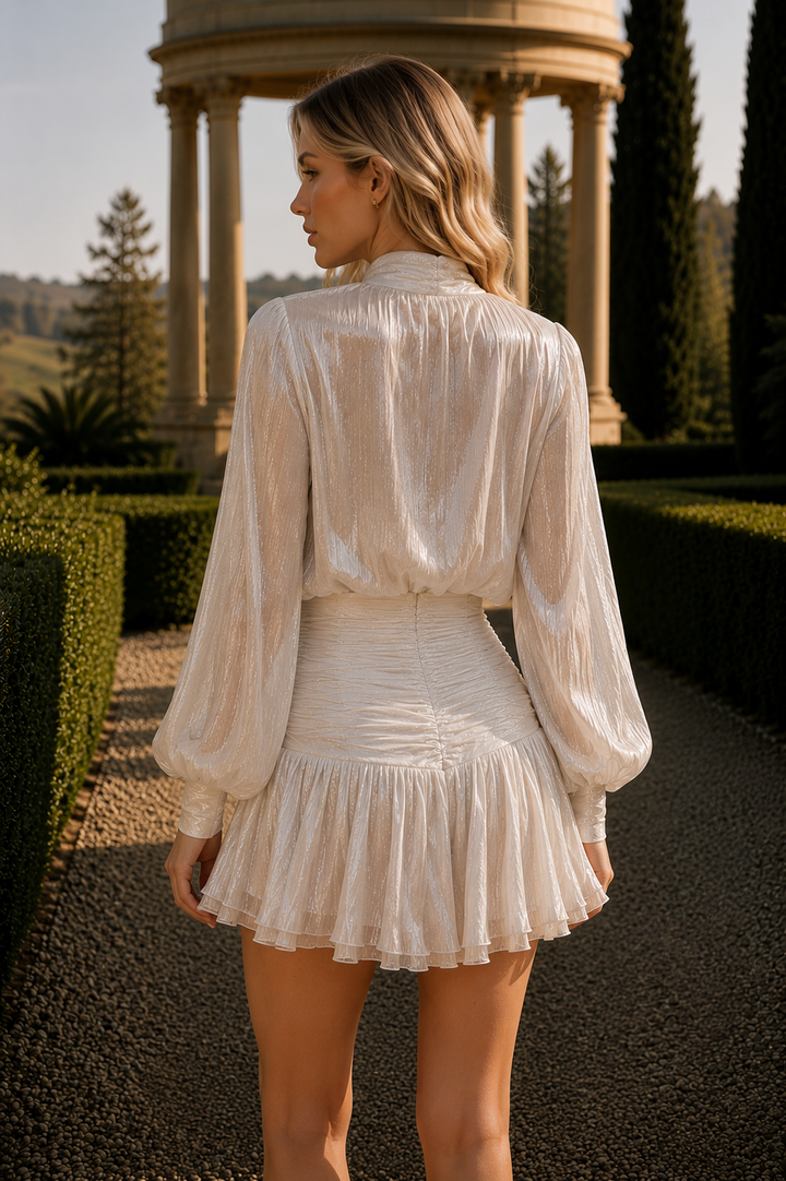 Jill | Graceful Sheer Dress - Silver - view 3 - Maeve The Label