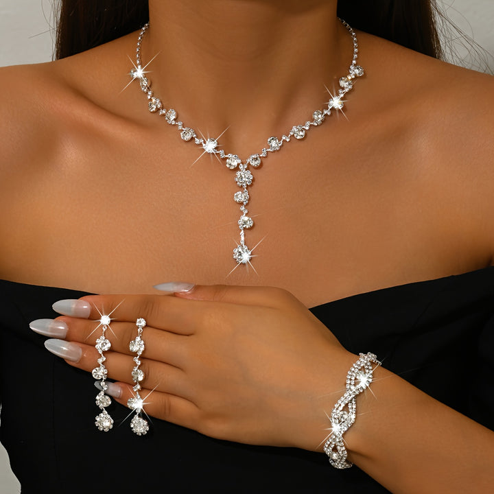 Rosalind | Rhinestone Y-Necklace Jewelry Set
