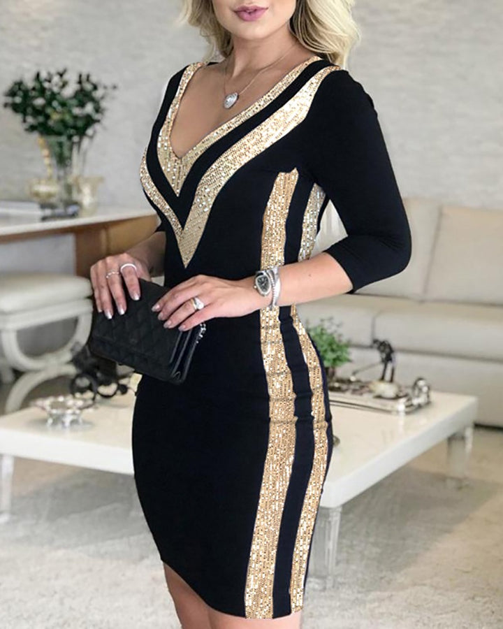 Chelsea | Sequin Trim Bodycon Mini Dress