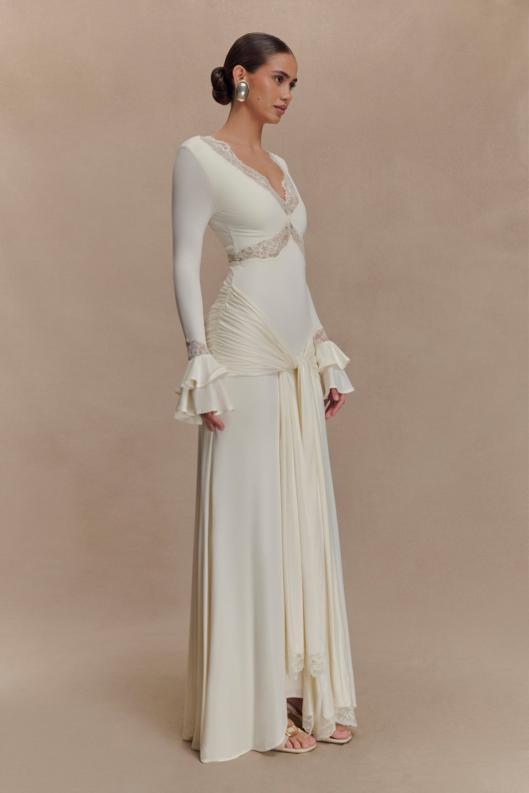 Alexanda | Slinky Lace V-Neck Maxi Dress