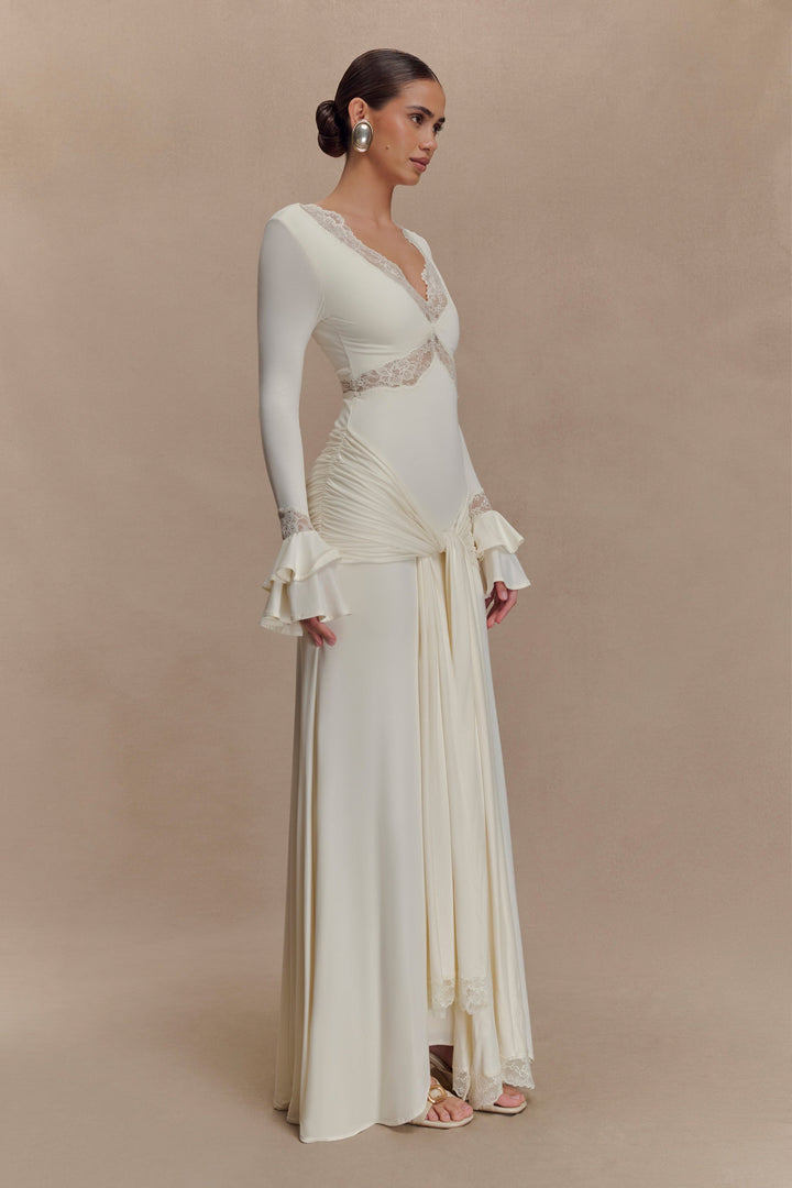 Alexanda | Slinky Lace V-Neck Maxi Dress