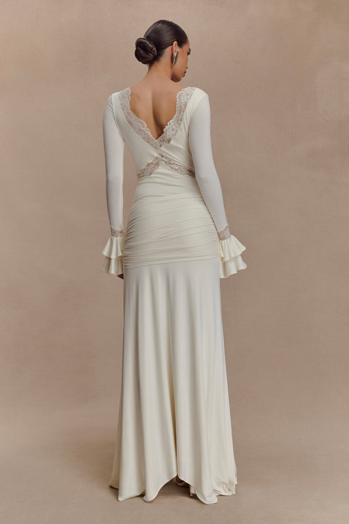 Alexanda | Slinky Lace V-Neck Maxi Dress