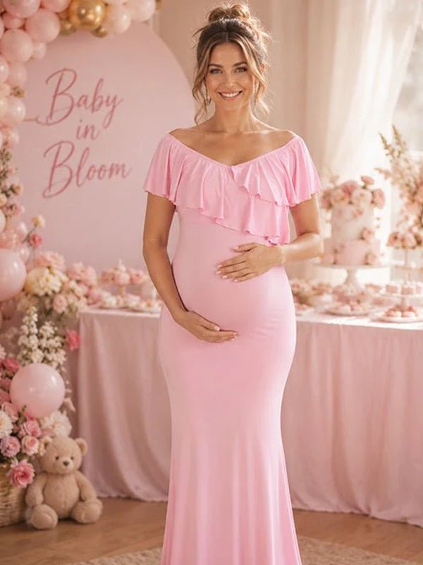 Chloe | Off-Shoulder Maternity Maxi Dress