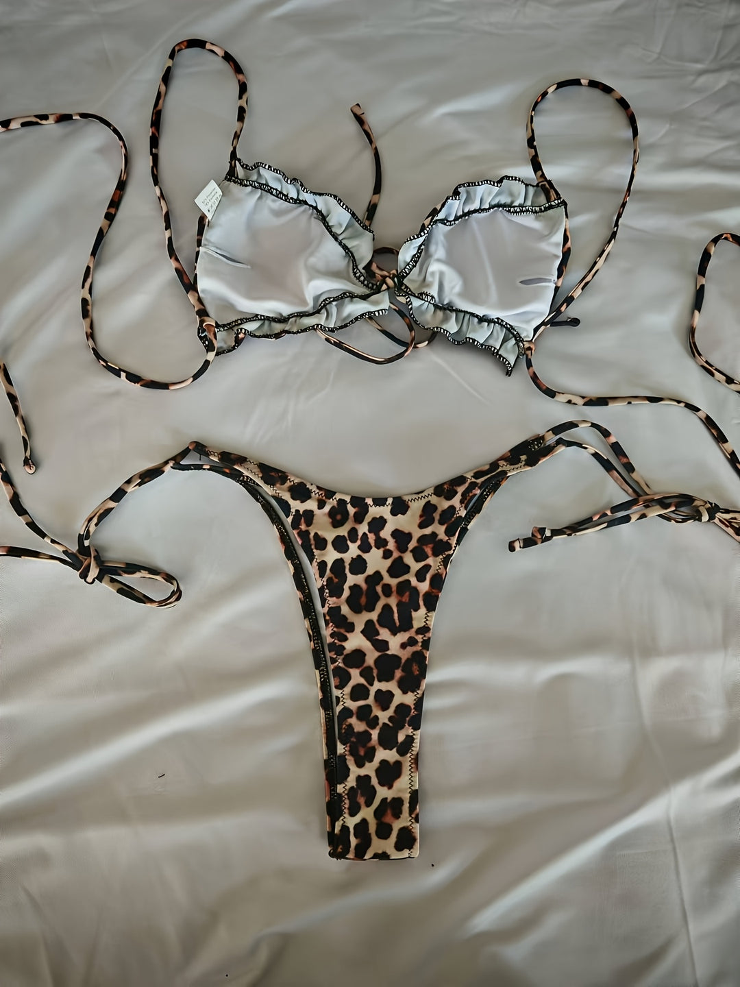 Zahra | Leopard Ruched Tie Bikini Set