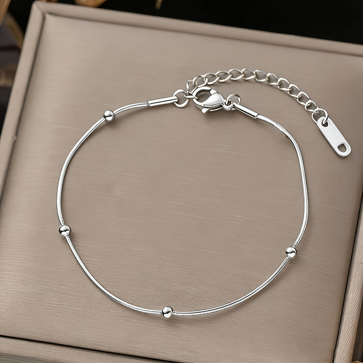 Alara | Minimalist Stainless Steel Snake Chain Bead Bracelet
