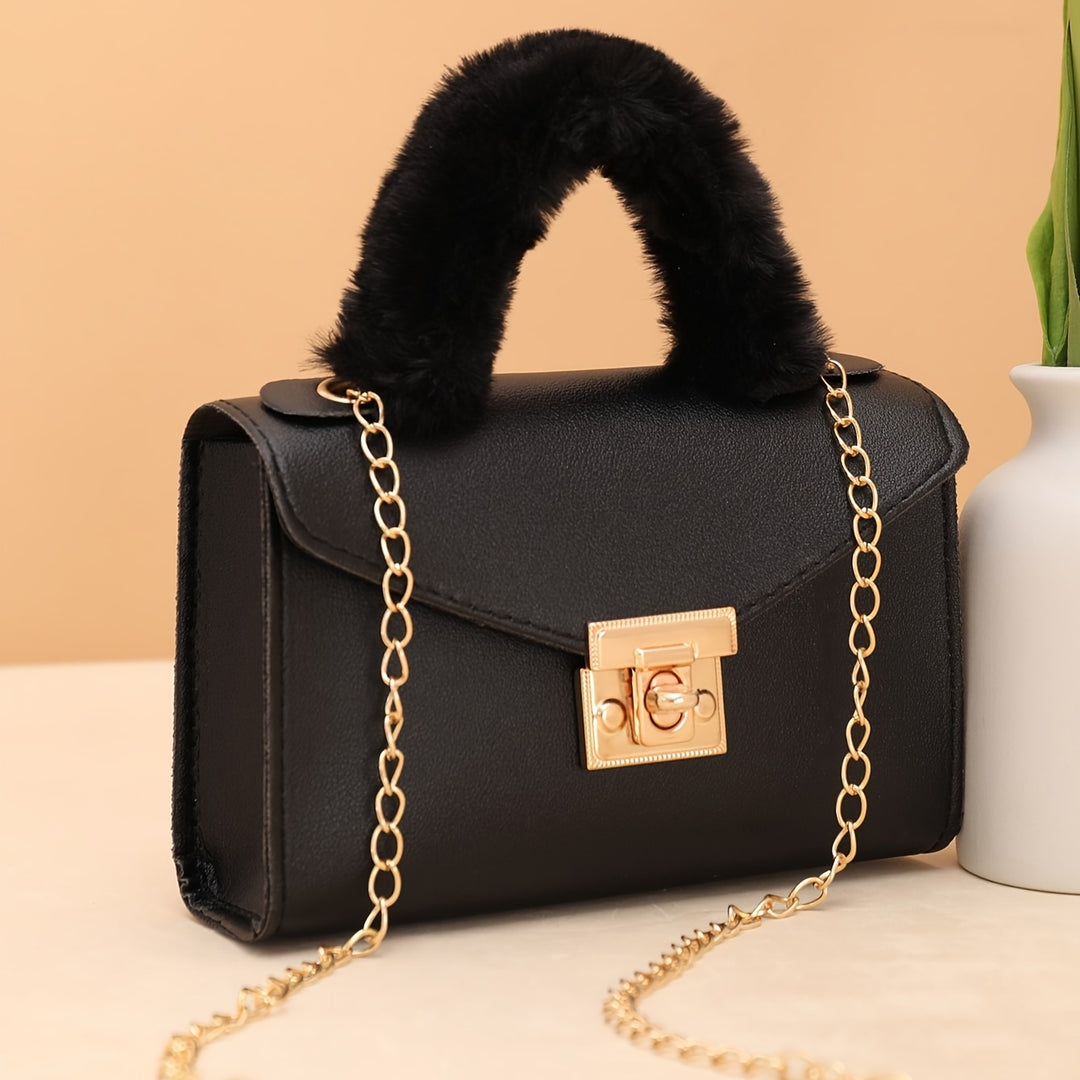 Freya | Faux Fur Handle Chain Crossbody