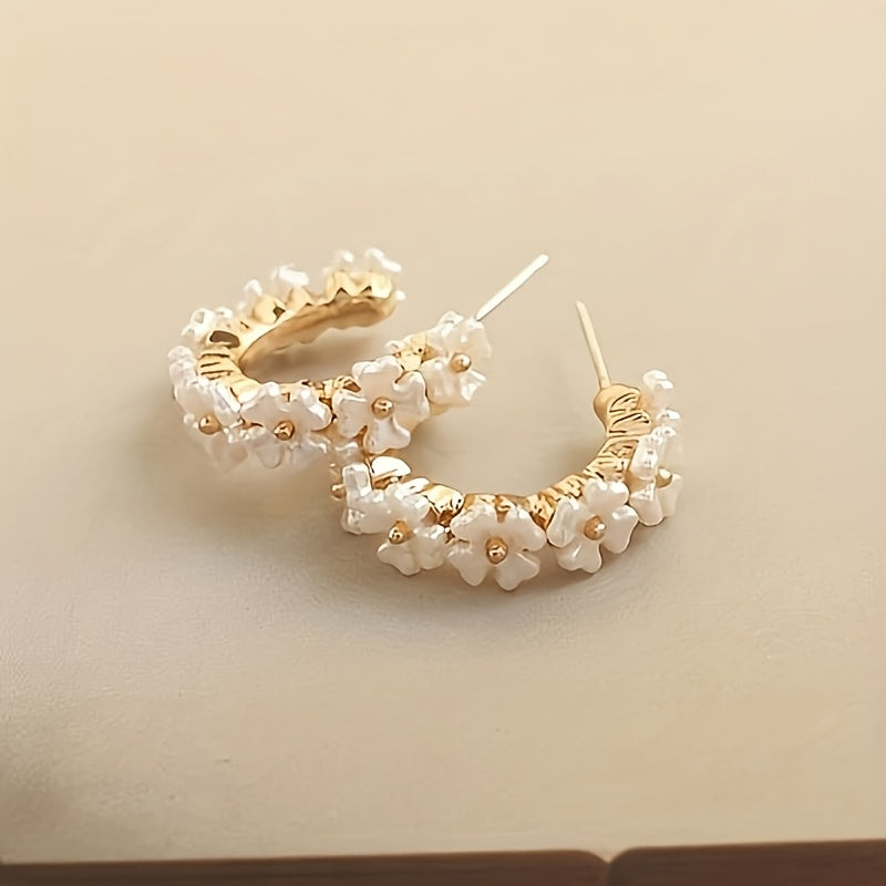 Nerina | Handcrafted Baroque Faux Pearl Hoop Earrings