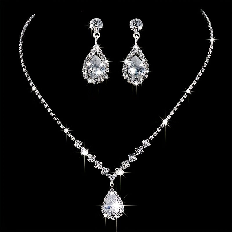 Nicolette | Teardrop Rhinestone Jewelry Set