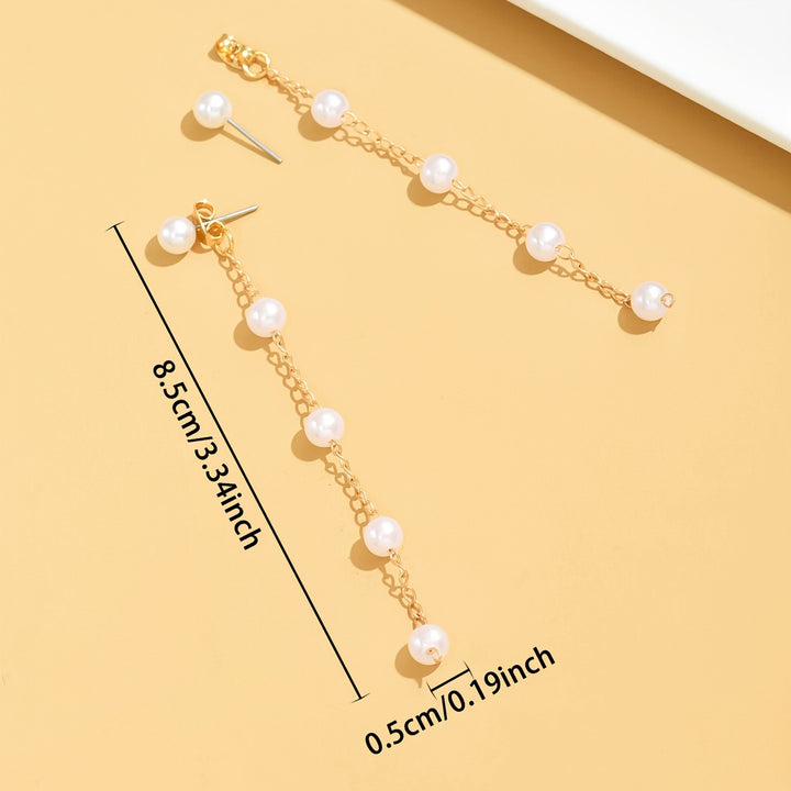 Evangeline | Faux Pearl Tassel Long Dangle Earrings