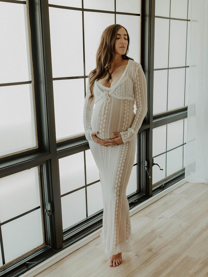Melora | Lace Maxi Dress &amp; Cardigan Set