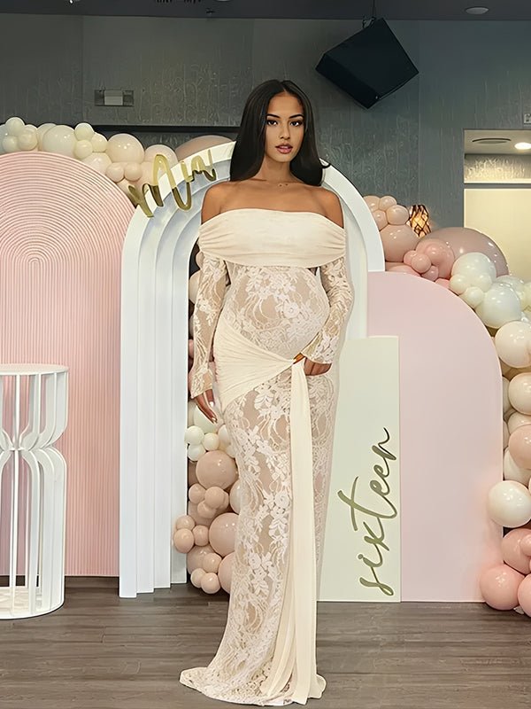 Bindi | Off-Shoulder Lace Maternity Maxi Dress