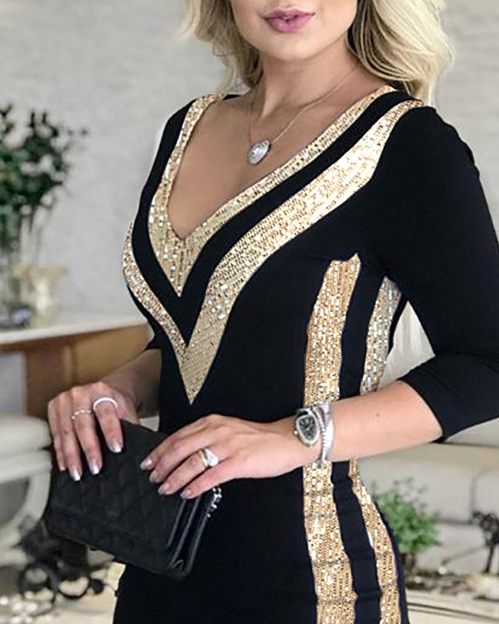 Chelsea | Sequin Trim Bodycon Mini Dress