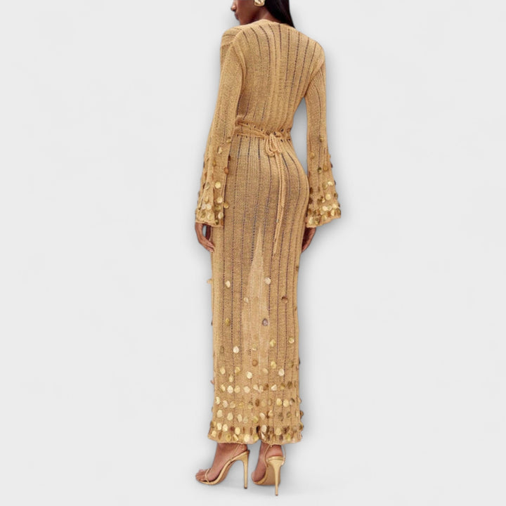 Gold Knitted Maxi Dress by Dolly