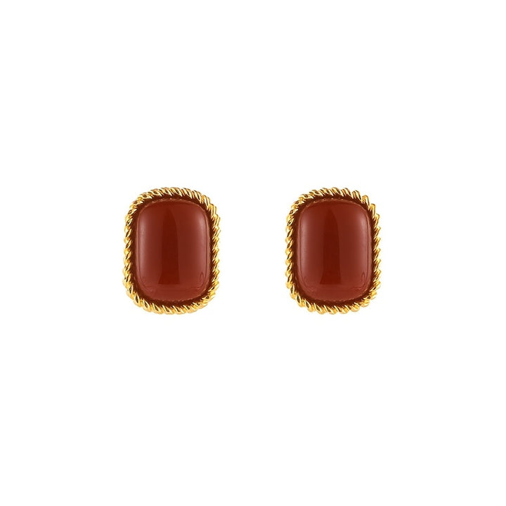 Leonora | Vintage Wine Red &amp; Faux Pearl Stud Earrings Set