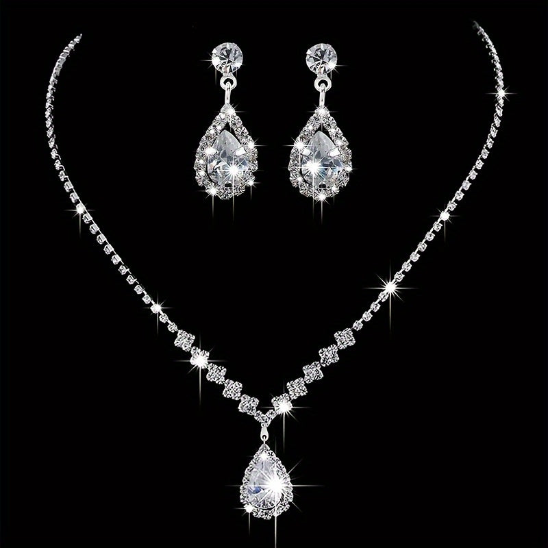 Nicolette | Teardrop Rhinestone Jewelry Set