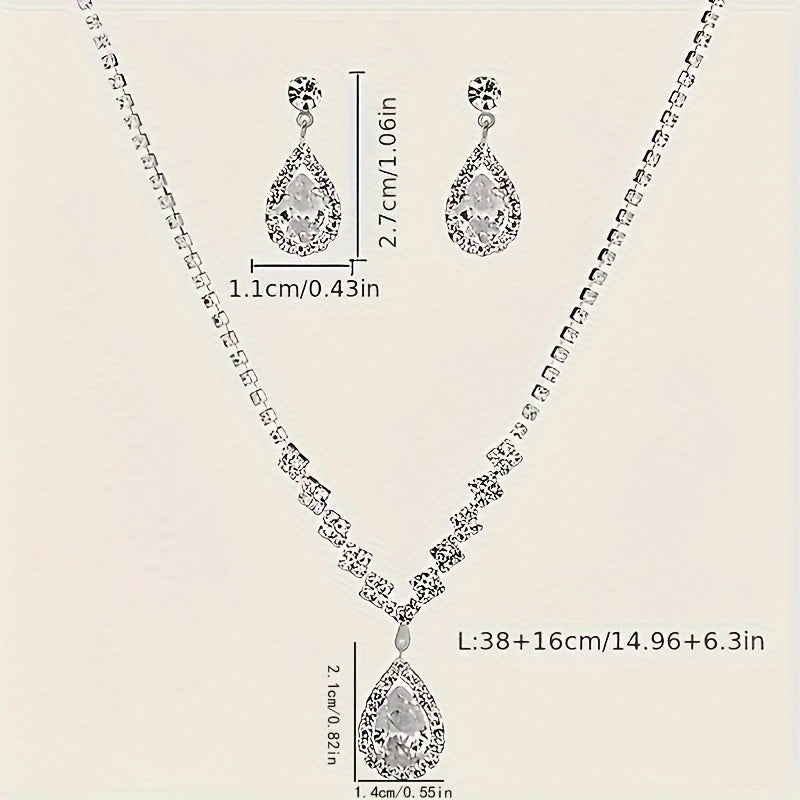 Nicolette | Teardrop Rhinestone Jewelry Set