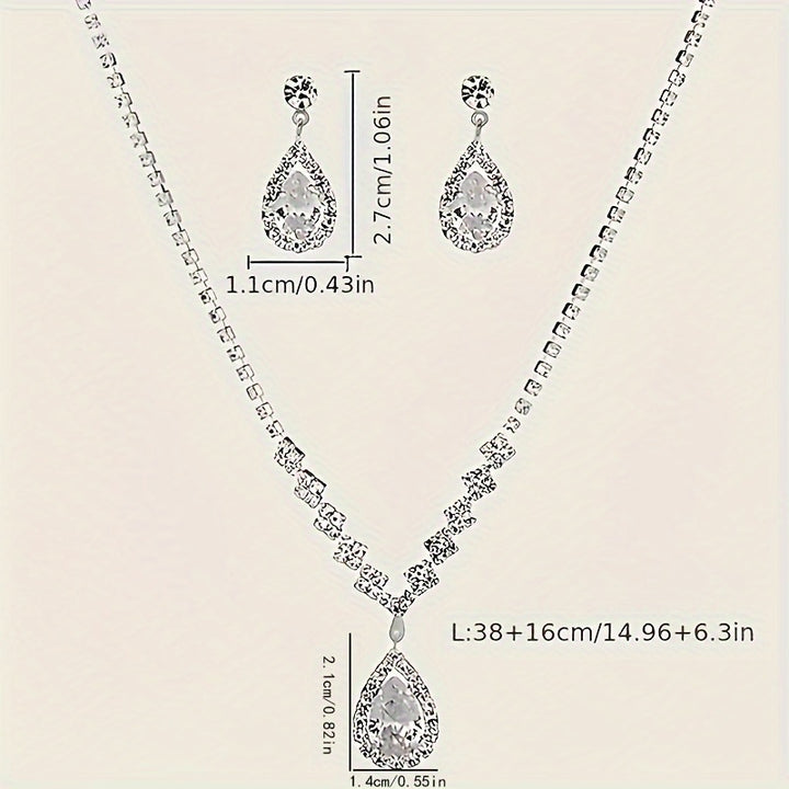 Nicolette | Teardrop Rhinestone Jewelry Set